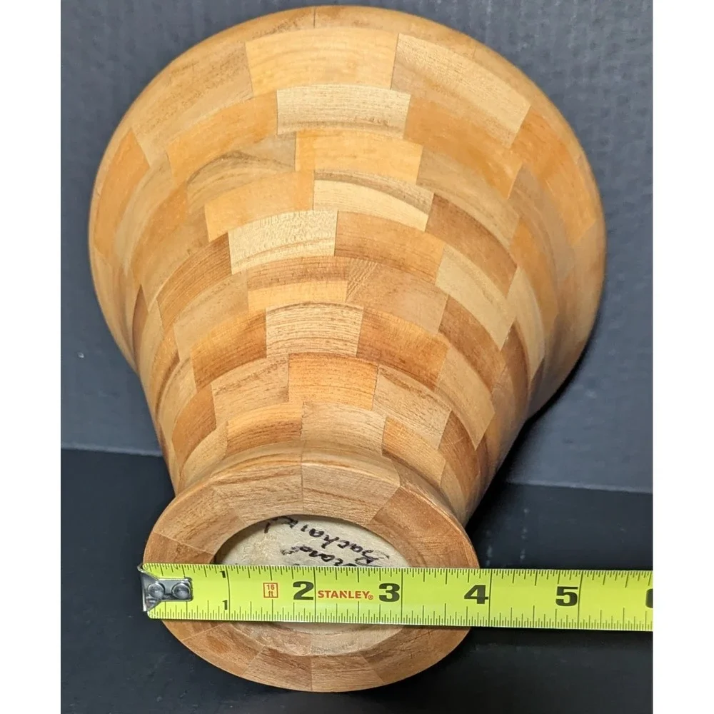 Vintage Hand Turned Segmented Elm/Pine Wood Bowl 6 3/4